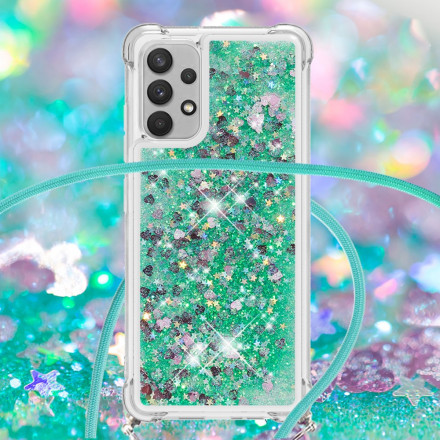 Coque Samsung Galaxy A32 4G Paillettes avec Cordon