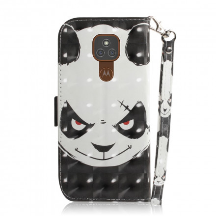 Housse Moto G9 Play Angry Panda à Lanière