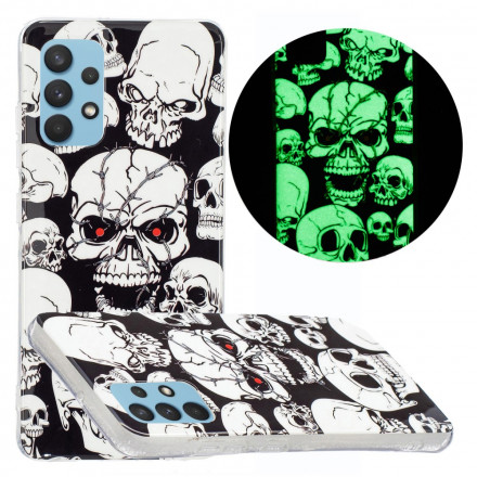 Coque Samsung Galaxy A32 4G Attention Têtes de Mort Fluorescente