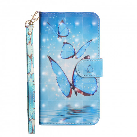 Housse Moto G9 Play Papillons Bleus Volants