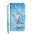 Housse Moto G9 Play Papillons Bleus Volants