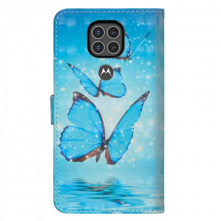 Housse Moto G9 Play Papillons Bleus Volants