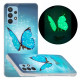 Coque Samsung Galaxy A32 4G Papillon Bleu Fluorescente