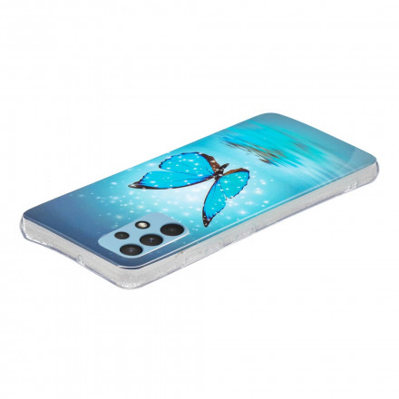 Coque Samsung Galaxy A32 4G Papillon Bleu Fluorescente