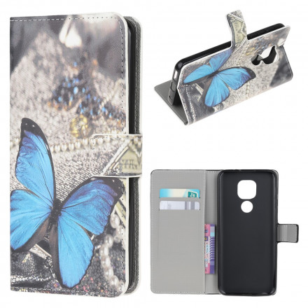 Housse Moto G9 Play Papillon Bleu