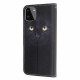 Housse Samsung Galaxy A22 5G Yeux de Chat Noir à Lanière