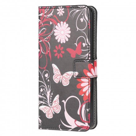 Housse Samsung Galaxy A22 5G Papillons et Fleurs