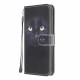 Housse Samsung Galaxy A22 4G Yeux de Chat Noir à Lanière