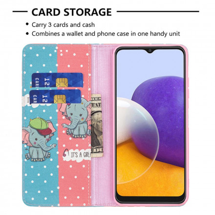 Flip Cover Samsung Galaxy A22 5G Bébés Éléphants