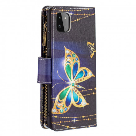 Housse Samsung Galaxy A22 5G Poche Zippée Papillons Art