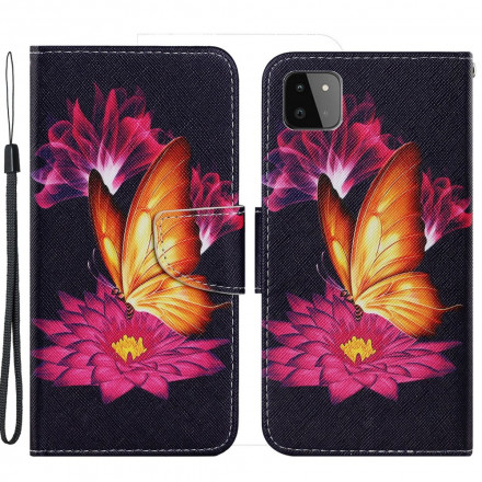 Housse Samsung Galaxy A22 5G Papillon et Lotus