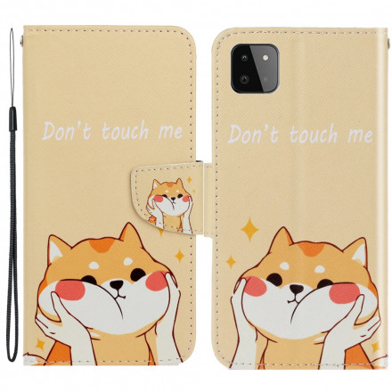 Housse Samsung Galaxy A22 5G Chat Don't Touch Me à Lanière