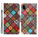 Housse Samsung Galaxy A22 5G Patchwork Mandalas avec Lanière