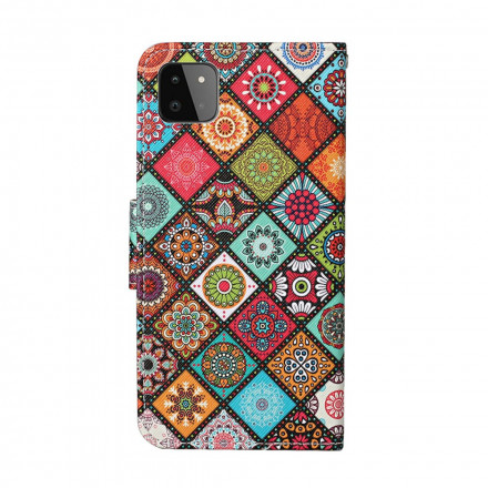 Housse Samsung Galaxy A22 5G Patchwork Mandalas avec Lanière