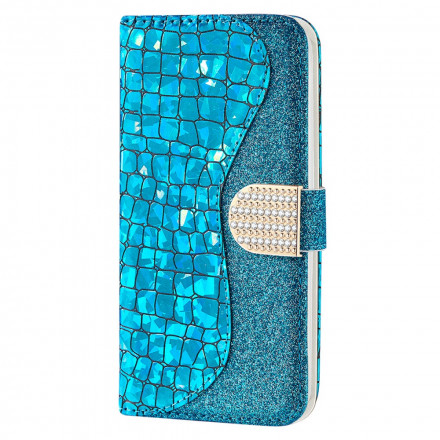 Housse Samsung Galaxy A22 4G Croco Diamants