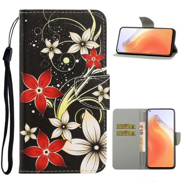 Housse Xiaomi Mi 10T / 10T Pro Fleurs Colorées à Lanière