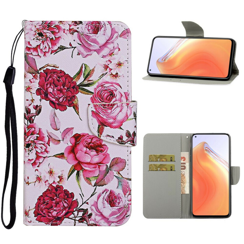 Housse Xiaomi Mi 10T / 10T Pro Fleurs Magistrales avec Lanière