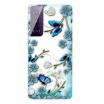 Coque Samsung Galaxy S21 FE Papillons et Fleurs Rétros