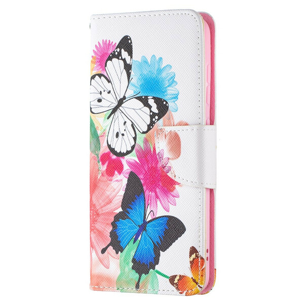 Housse Samsung Galaxy S21 FE Papillons et Fleurs Peints