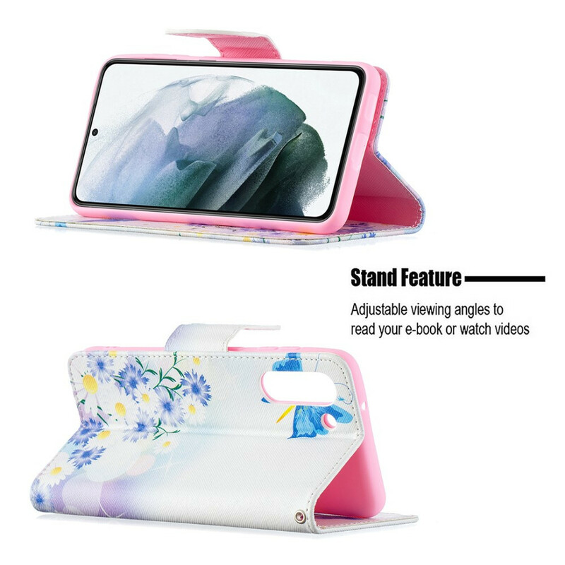 Housse Samsung Galaxy S21 FE Papillons et Fleurs Peints