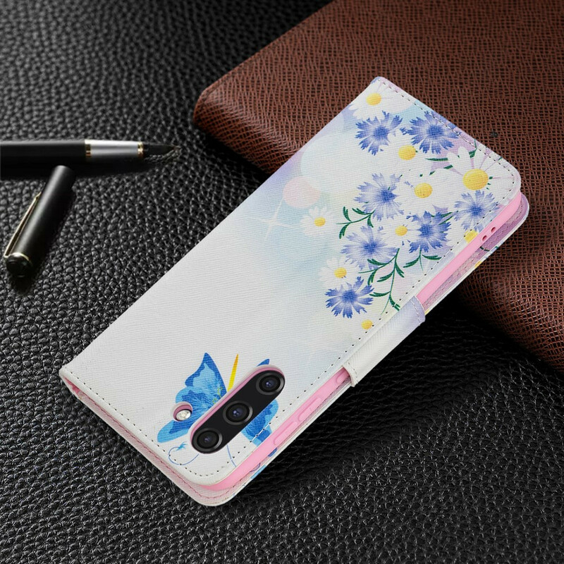 Housse Samsung Galaxy S21 FE Papillons et Fleurs Peints