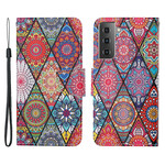 Housse Samsung Galaxy S21 FE Patchwork avec Lanière