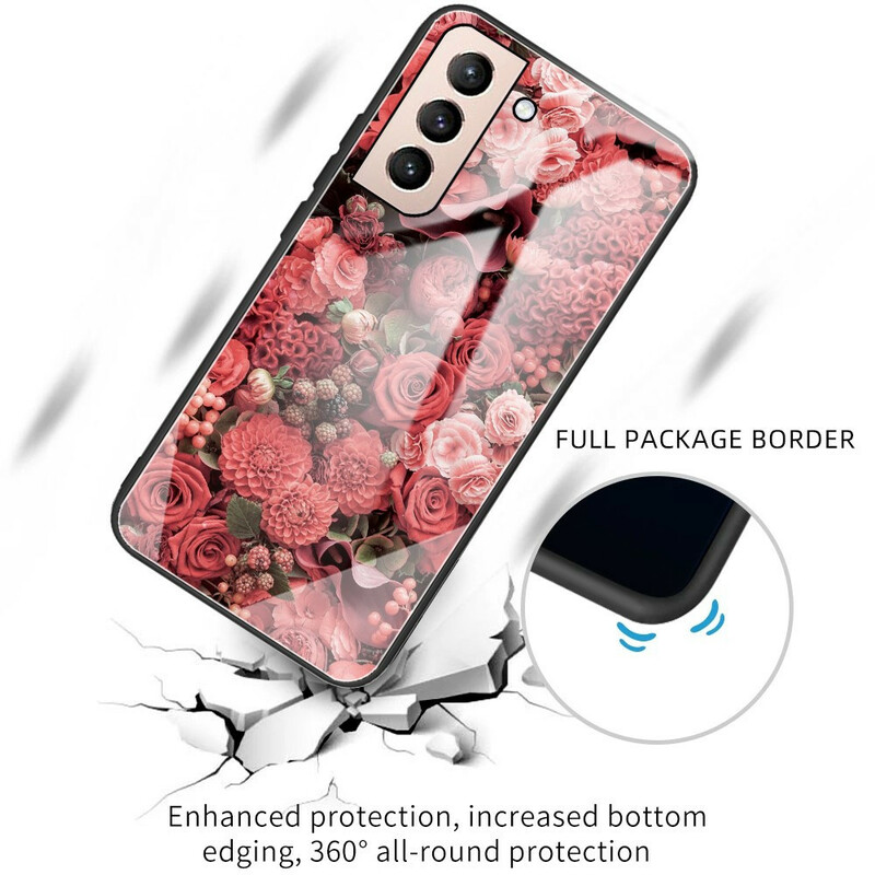 Coque Samsung Galaxy S21 FE Verre trempé Fleurs Roses