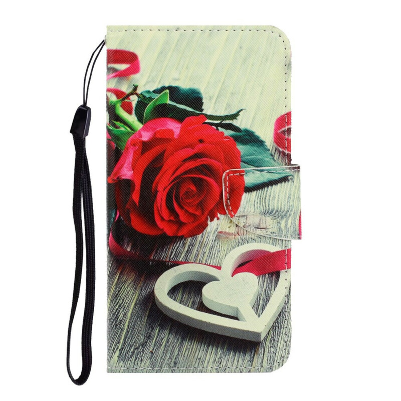 Housse Samsung Galaxy S21 FE Rose Romantique à Lanière