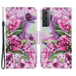 Housse Samsung Galaxy S21 FE Papillons et Tulipes