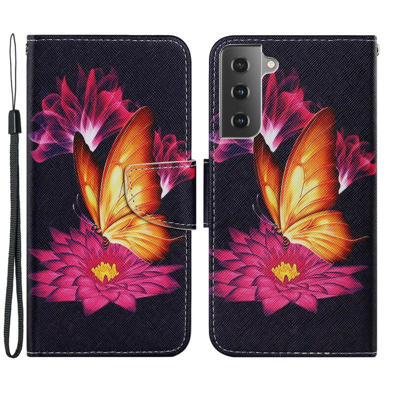 Housse Samsung Galaxy S21 FE Papillon et Lotus