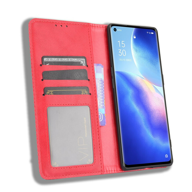 Flip Cover Oppo Find X3 Neo Effet Cuir Vintage Stylisé