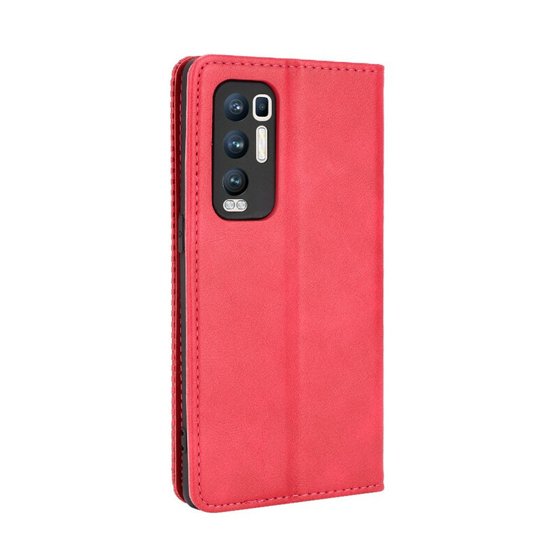 Flip Cover Oppo Find X3 Neo Effet Cuir Vintage Stylisé