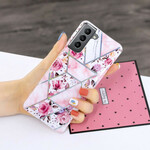 Coque Samsung Galaxy S21 FE Marbrée Fleurs