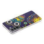 Coque Samsung Galaxy S21 FE Hibou Mandala Fluorescente