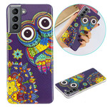 Coque Samsung Galaxy S21 FE Hibou Mandala Fluorescente