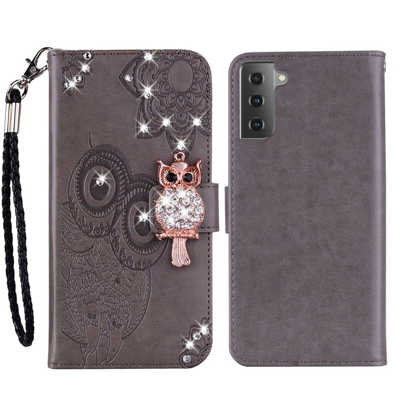 Housse Samsung Galaxy S21 FE Hibou Mandala et Breloque