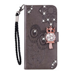 Housse Samsung Galaxy S21 FE Hibou Mandala et Breloque