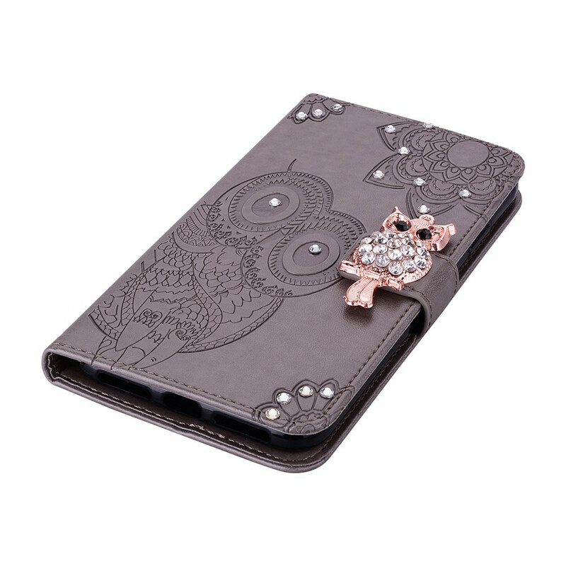 Housse Samsung Galaxy S21 FE Hibou Mandala et Breloque