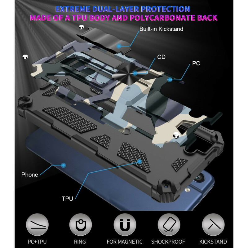 Coque Samsung Galaxy S21 FE Camouflage Support Amovible