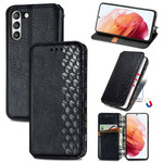 Flip Cover Samsung Galaxy S21 FE Effet Cuir Texture Diamant