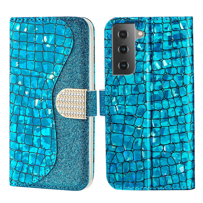 Housse Samsung Galaxy S21 FE Croco Diamants