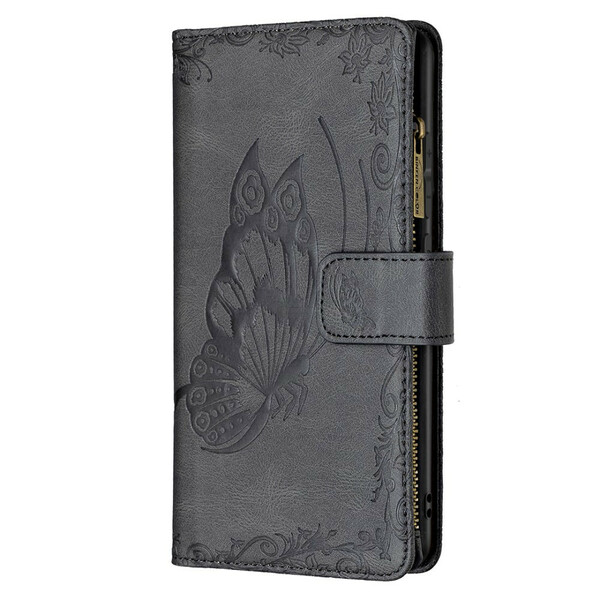 Housse Samsung Galaxy S21 FE Papillon Baroque Poche Zippée