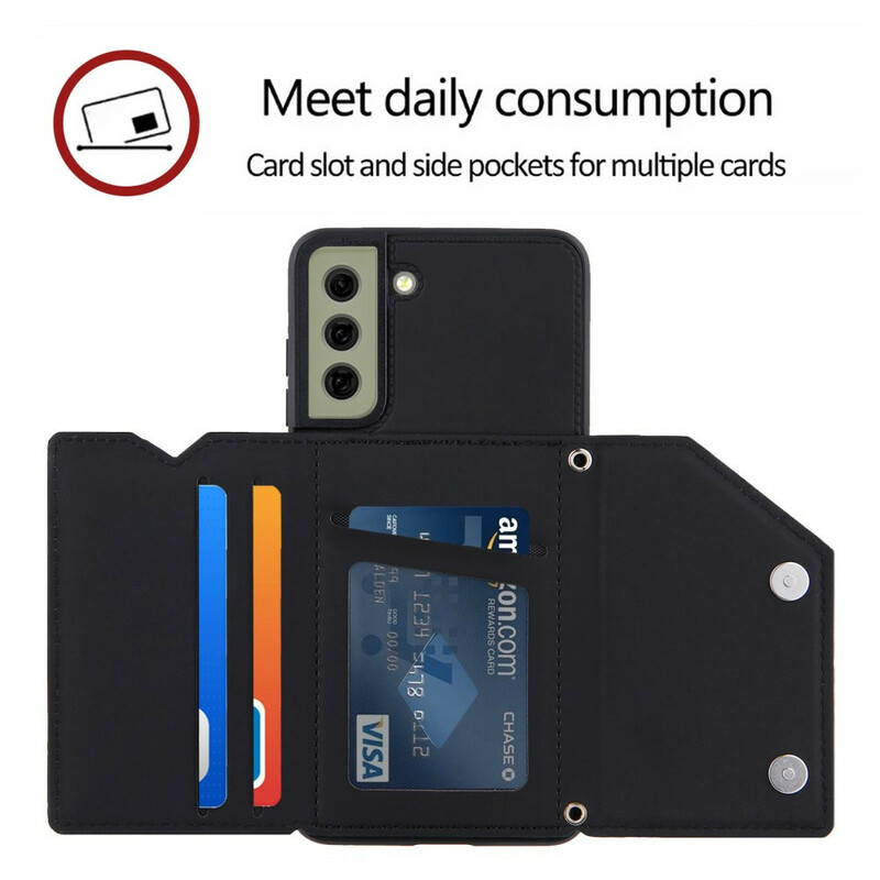 Coque Samsung Galaxy S21 FE Multi-Cartes Support Mains libres et Lanière