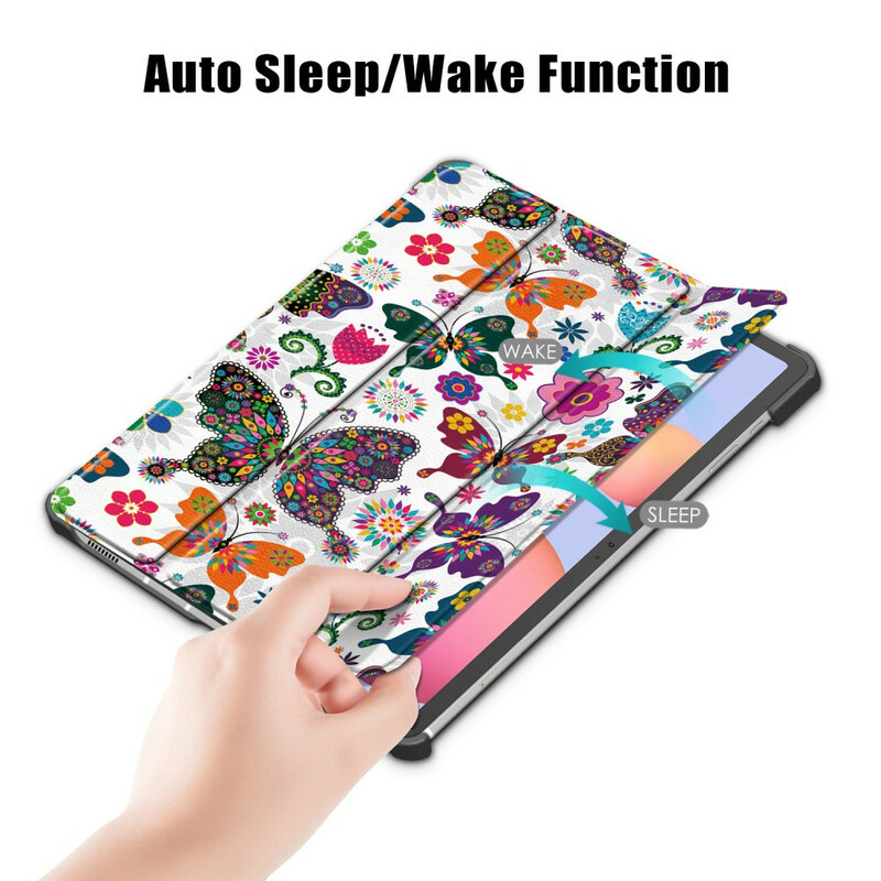 Smart Case Samsung Galaxy Tab S7 FE Renforcée Papillons et Fleurs