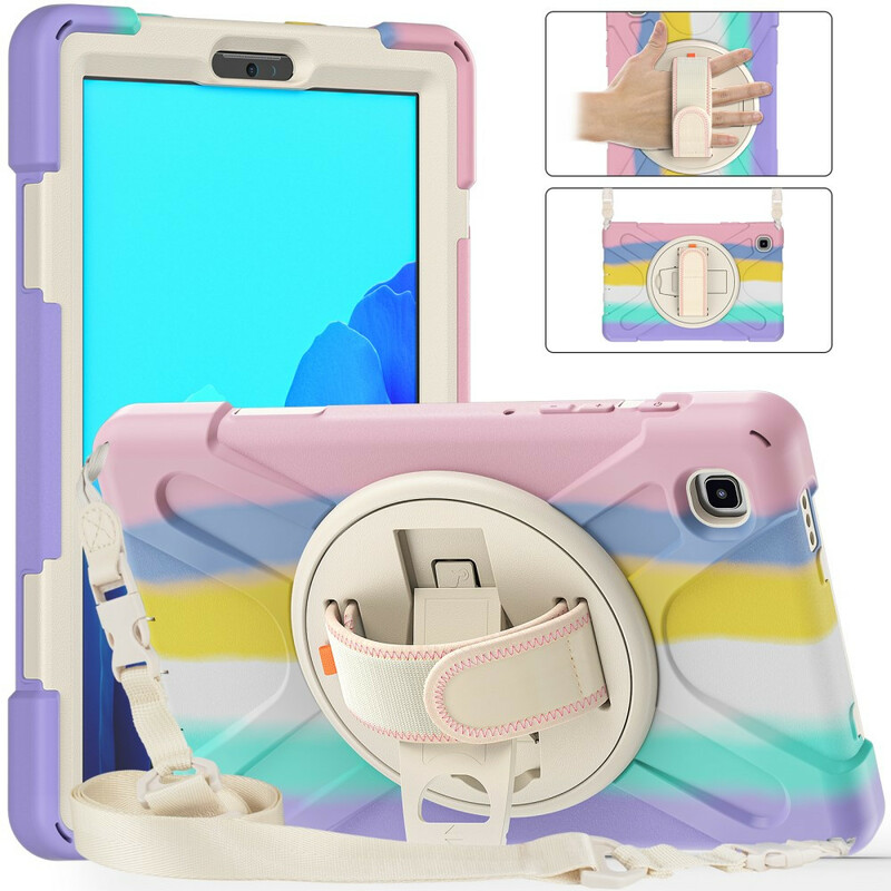 Coque Samsung Galaxy Tab A7 Lite Multi-Fonctions Bandoulière Color