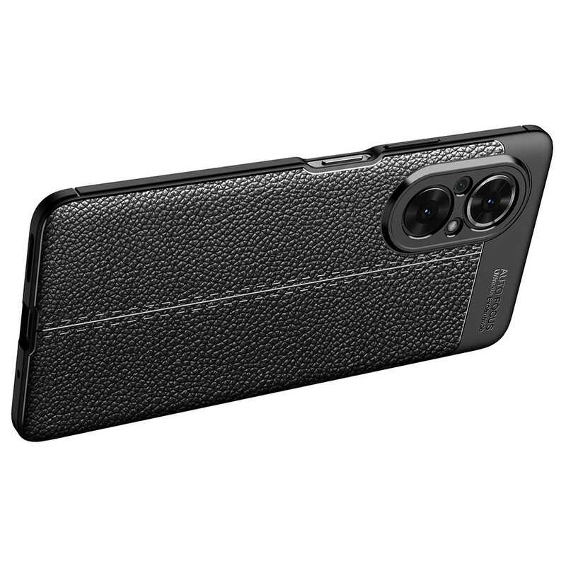 Coque Honor 50 Pro Effet Cuir Litchi Double Line