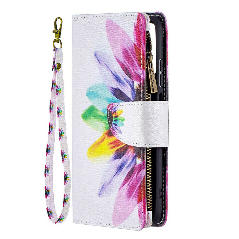 Housse Xiaomi Redmi Note 10 / Note 10s 9 Poche Zippée Fleur