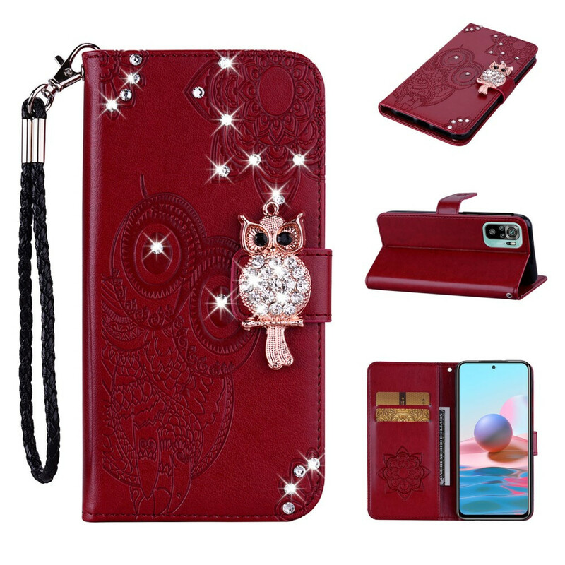 Housse Xiaomi Redmi Note 10 / Note 10s Hibou Mandala et Breloque