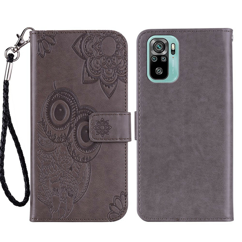 Housse Xiaomi Redmi Note 10 / Note 10s Hibou Mandala et Lanière