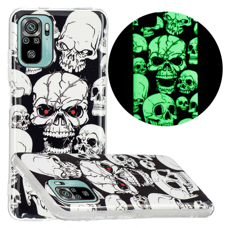 Coque Xiaomi Redmi Note 10 / Note 10s Têtes de Mort Fluorescente